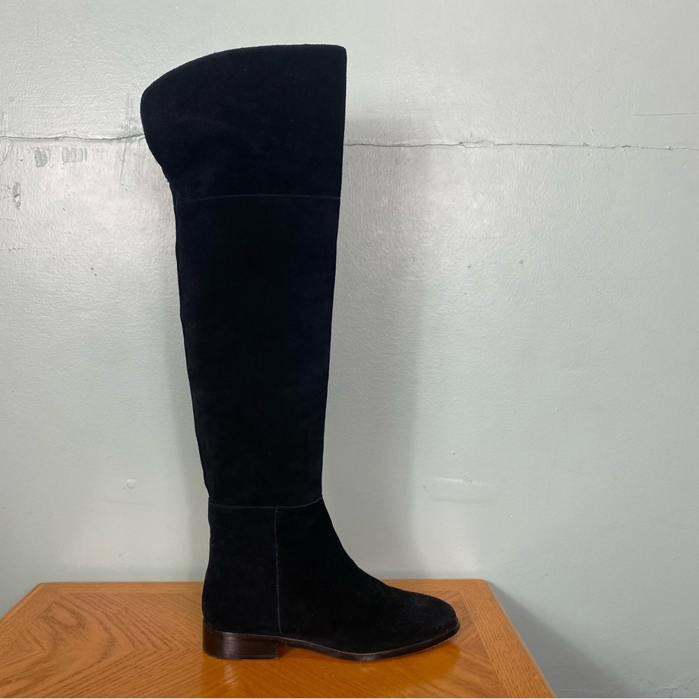 J Crew Over The‎ Knee Boots In Suede Leather Black K2741 Size 6.5